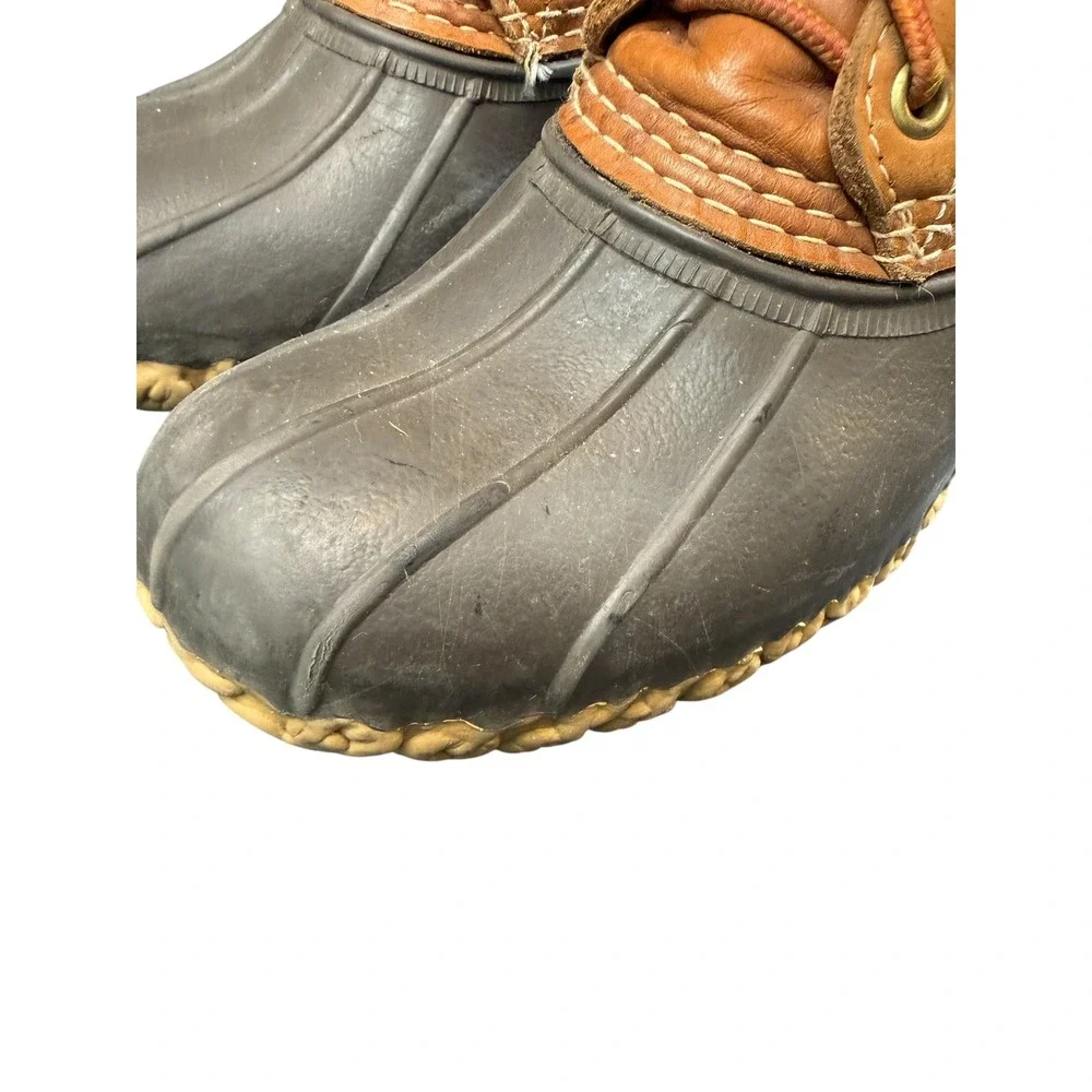 L.L. Bean Waterproof Brown Outdoor Waterproof Rubber Bean Duck Rain Boots Size 7